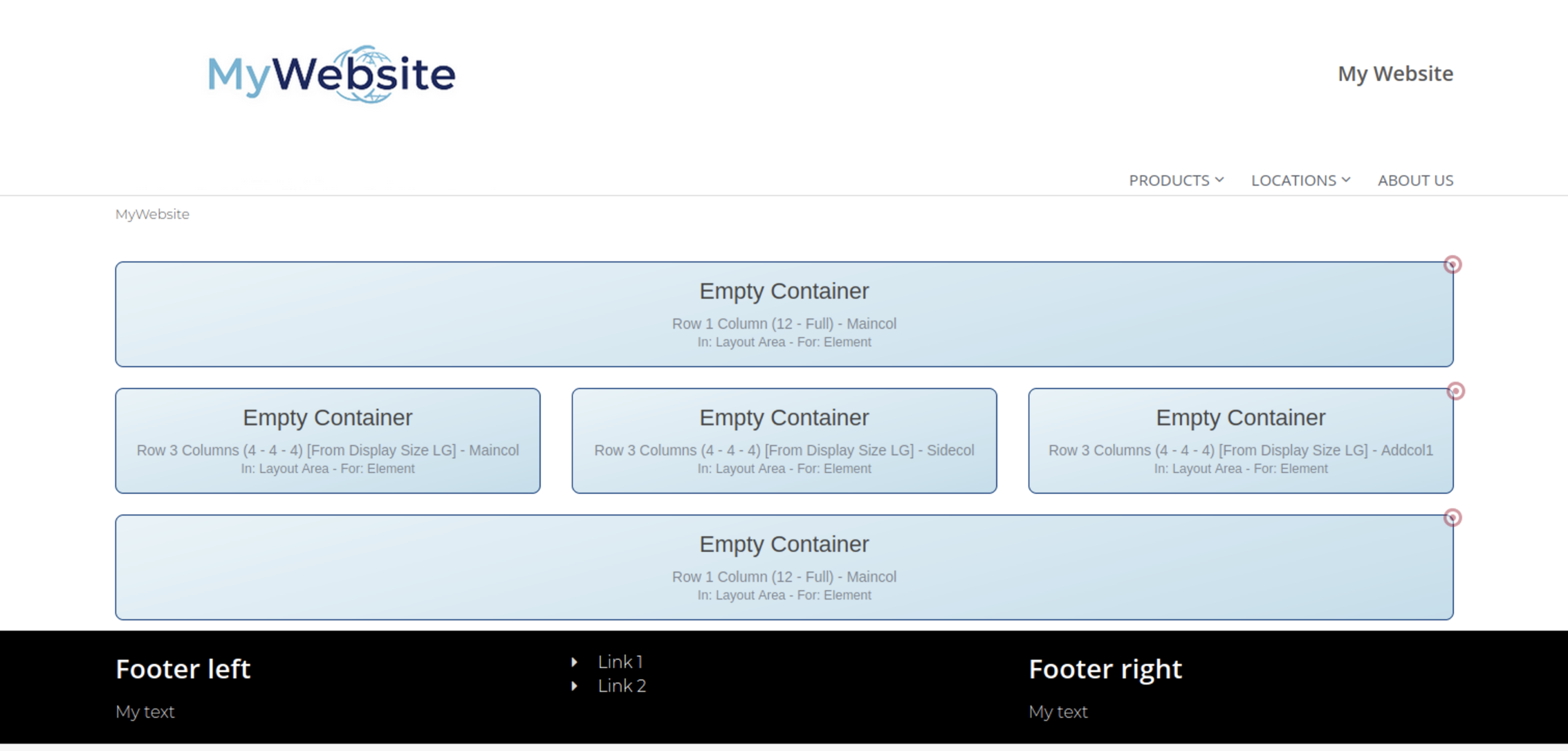Row structure on page
