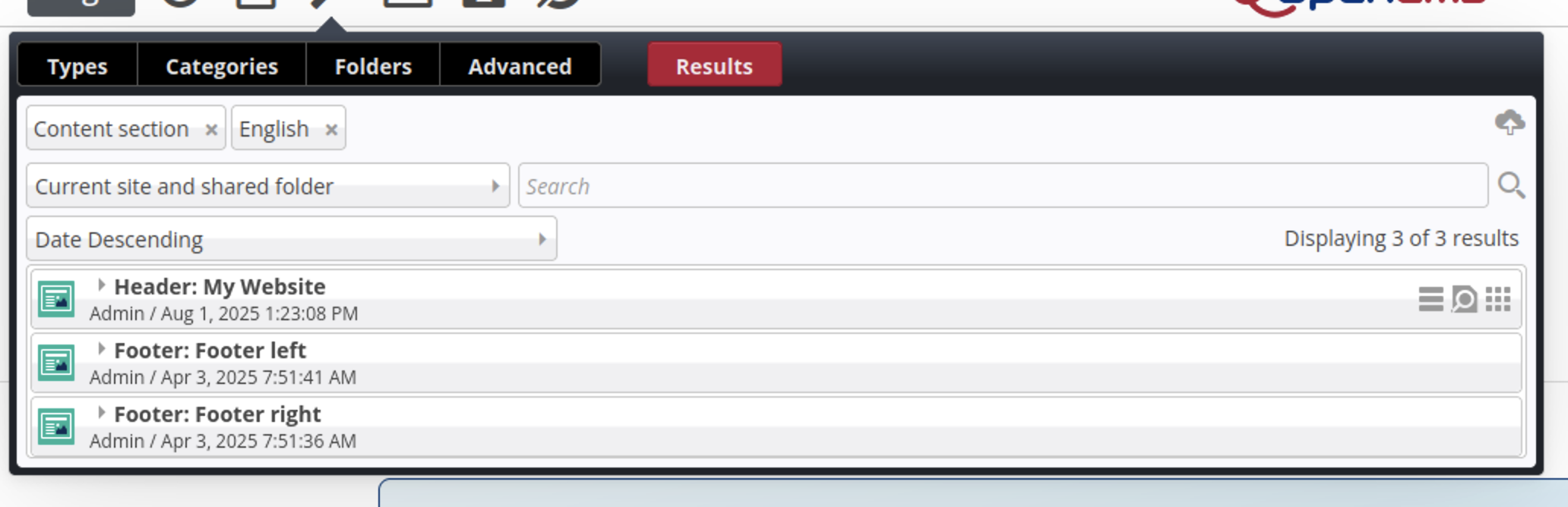 Existing contens of a content type