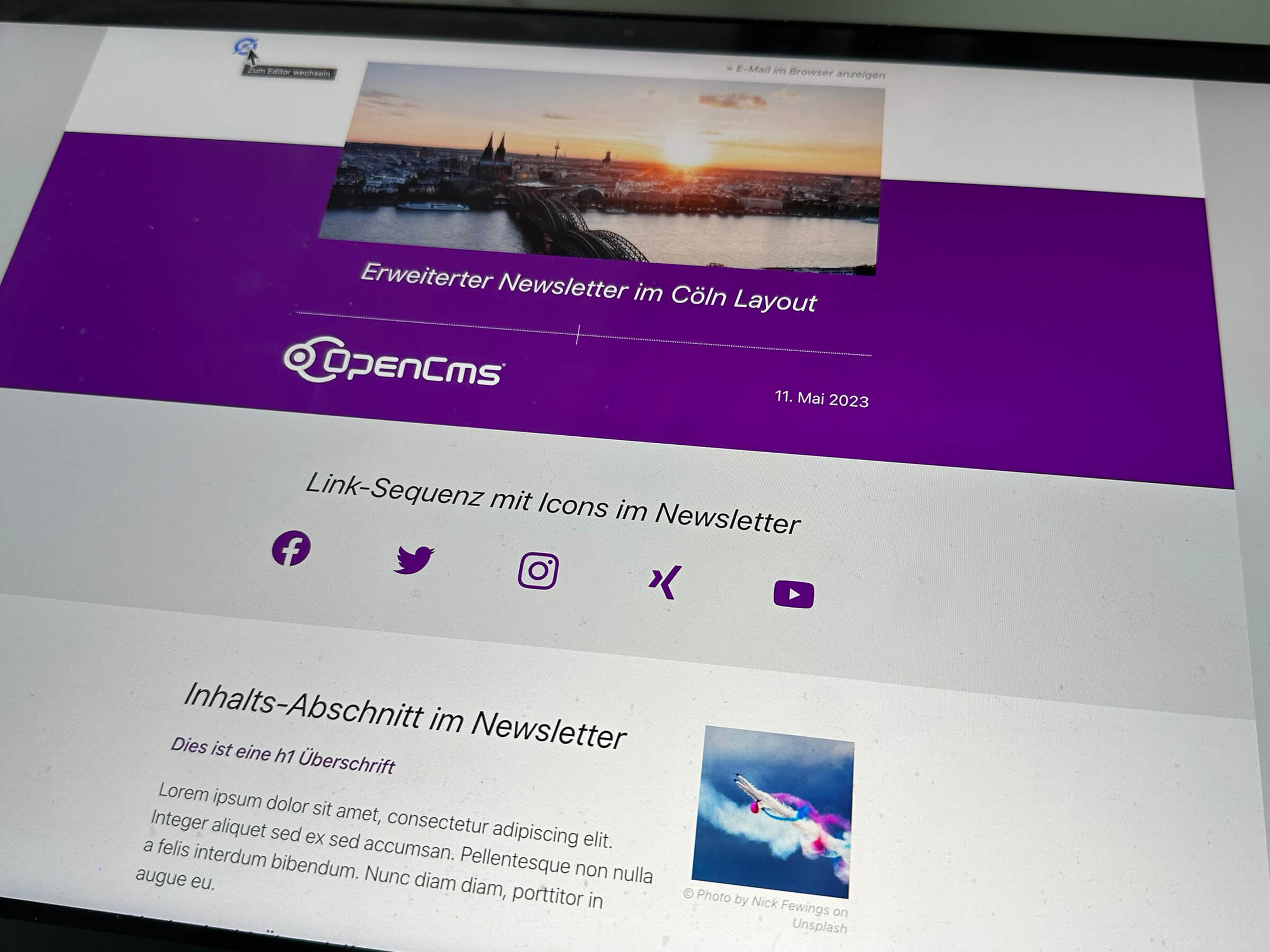 Erweiterung des „Cöln“ Newsletter-Layouts