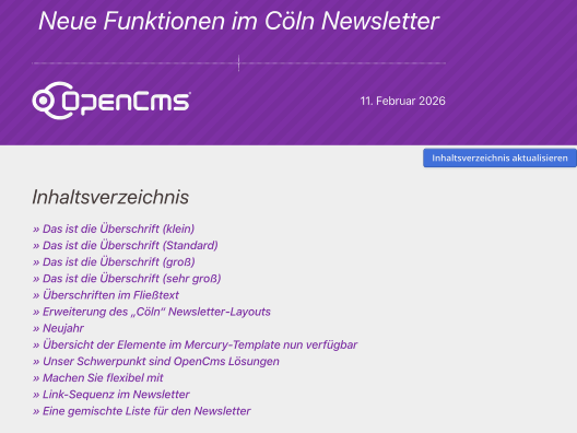 Table of Contents for Newsletter
