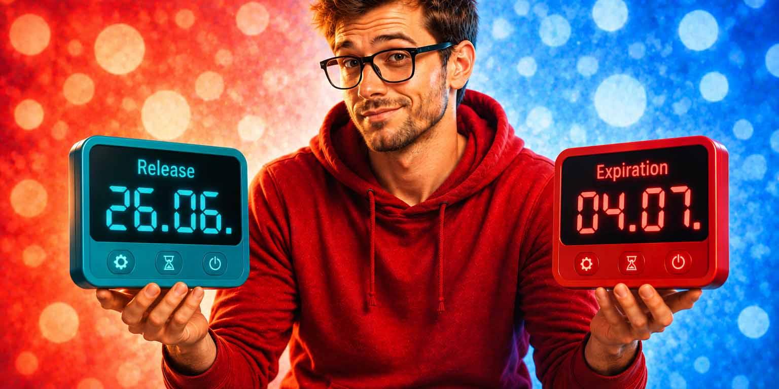 Man with release and expiration date timers