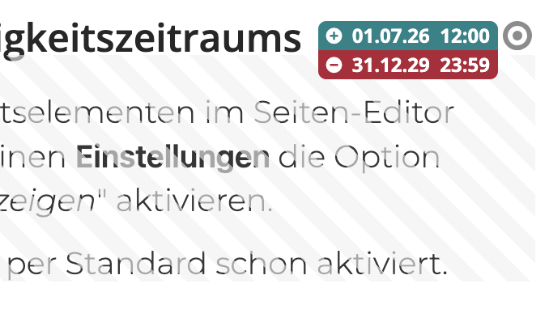 Display of Validity in the Page Editor